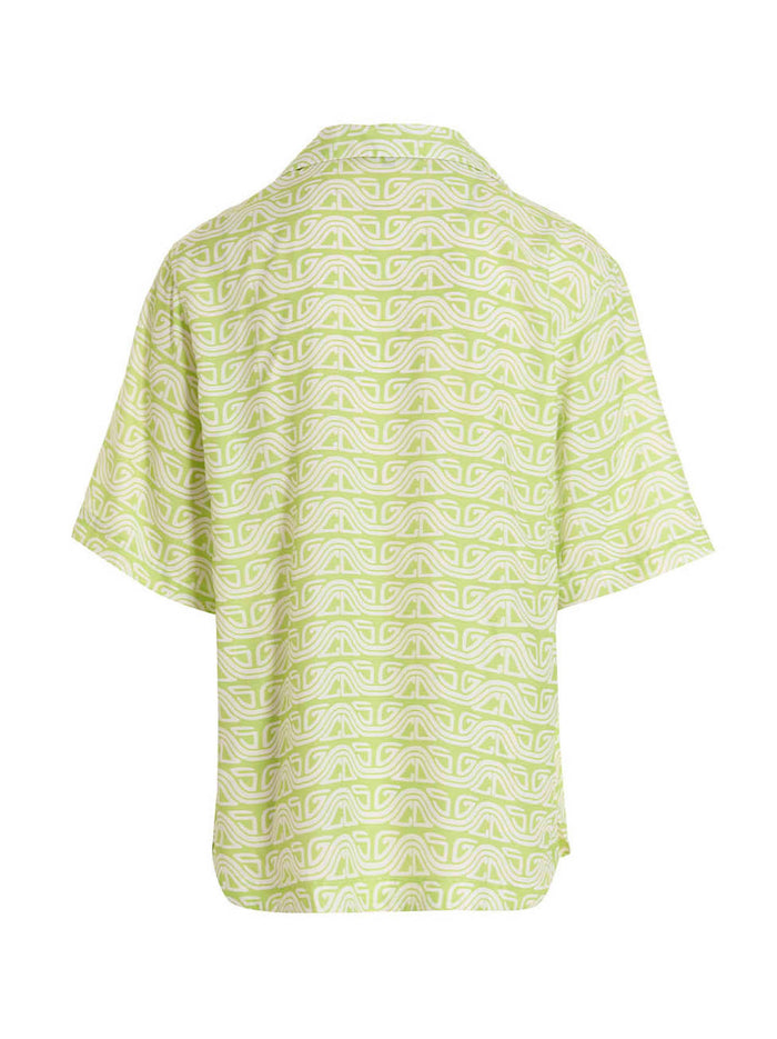 Waved Logo shirt Green Viscose Shirt, Blouse