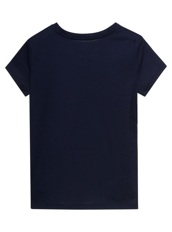 Blue Crewneck T-Shirt With Teddy Bear Print Cotton Girl Blu Tshirts And Polo Shirts