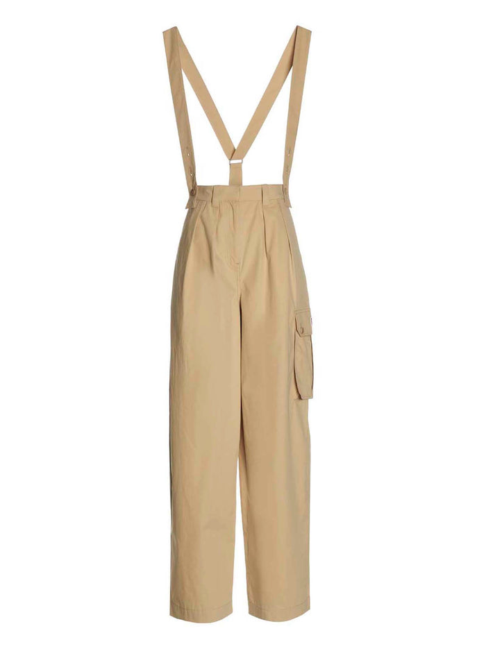 Cargo Pants With Braces Beige Cotton