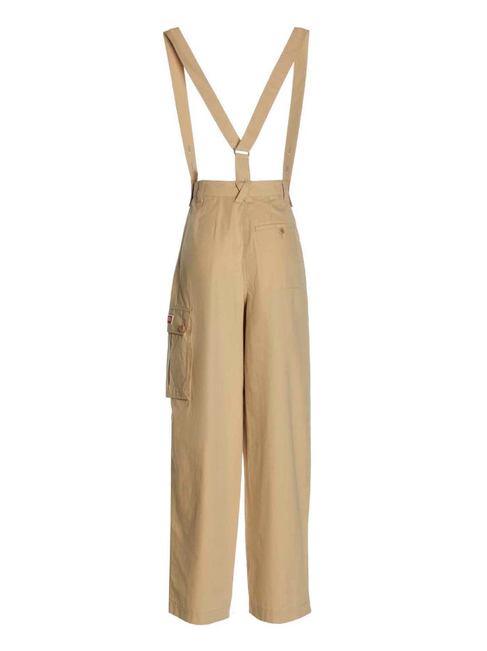 Cargo Pants With Braces Beige Cotton
