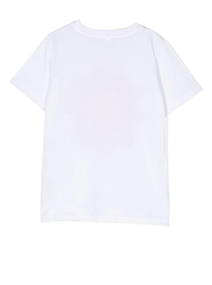 Crewneck T-Shirt With Flower Print White Cotton Girl Tshirts And Polo Shirts