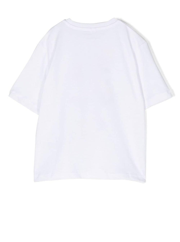 T-Shirt Girocollo Con Stampa Logo Frontale Bianca Cotone Bambina White Cotton Tshirts And Polo Shirts