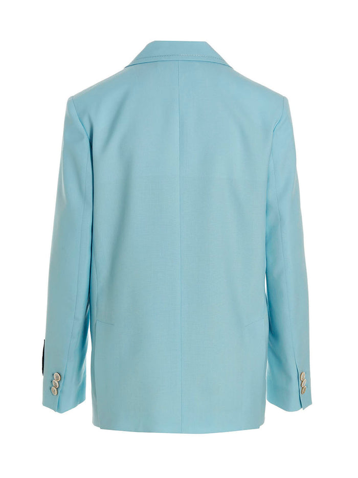 Single-breasted blazer jacket Light Blue Virgin Wool Blazer, Suits