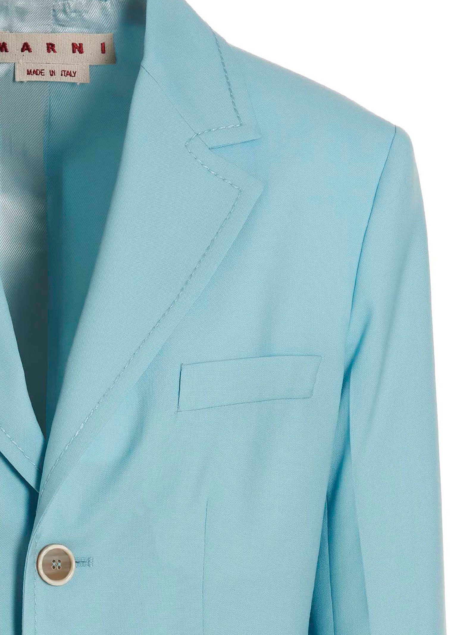 Single-breasted blazer jacket Light Blue Virgin Wool Blazer, Suits