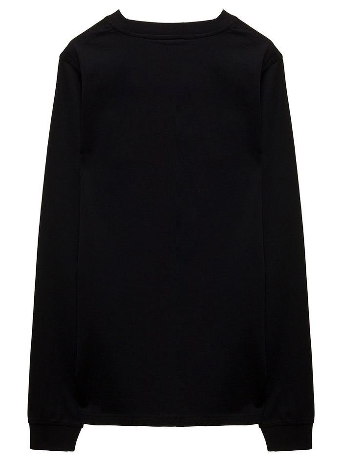 Black Sweater With Contrasting Monogram And Teddy Bear Print Cotton Boy Jersey