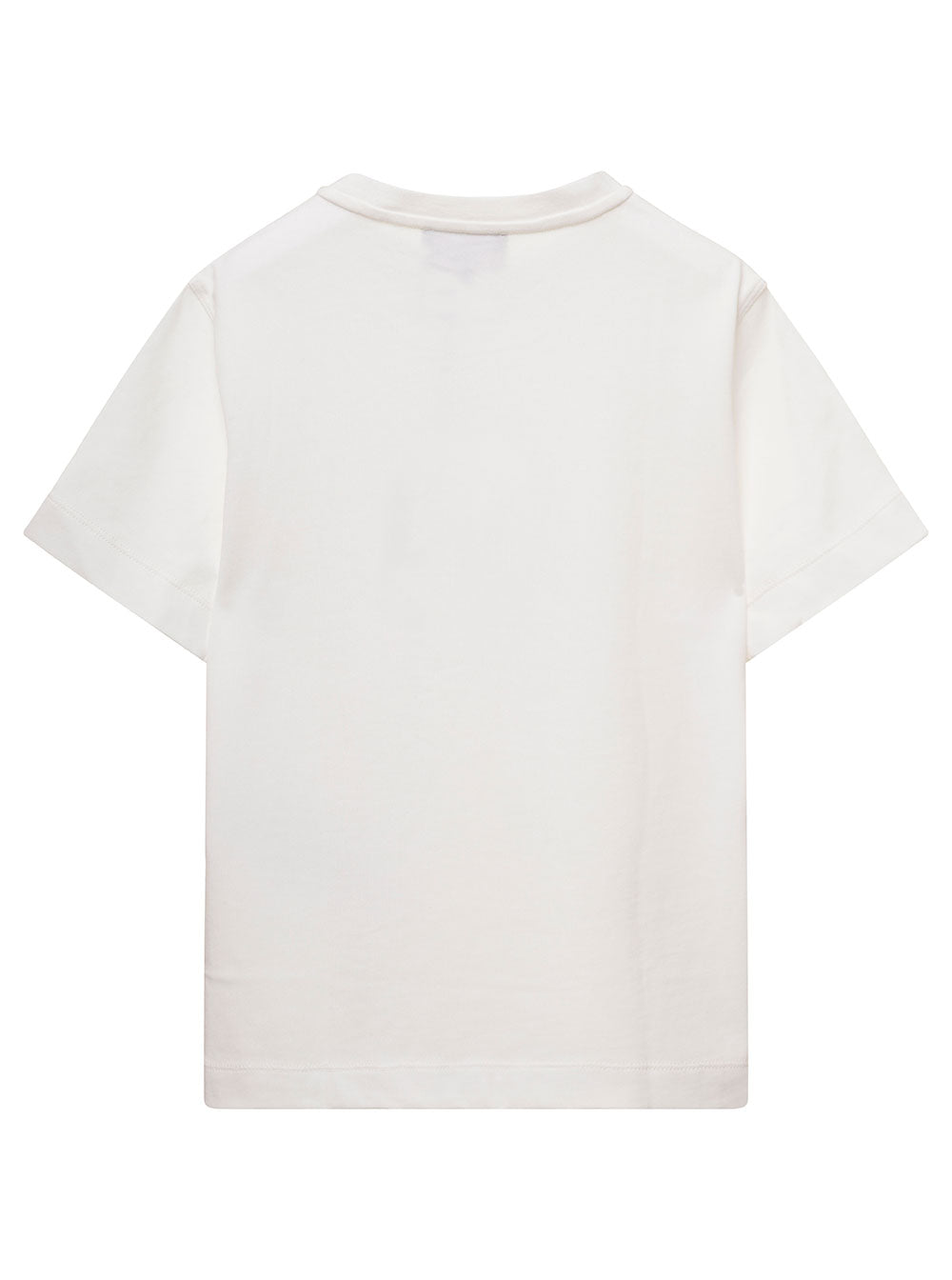White T-Shirt With Tonal Logo Print Cotton Boy Tshirts And Polo Shirts