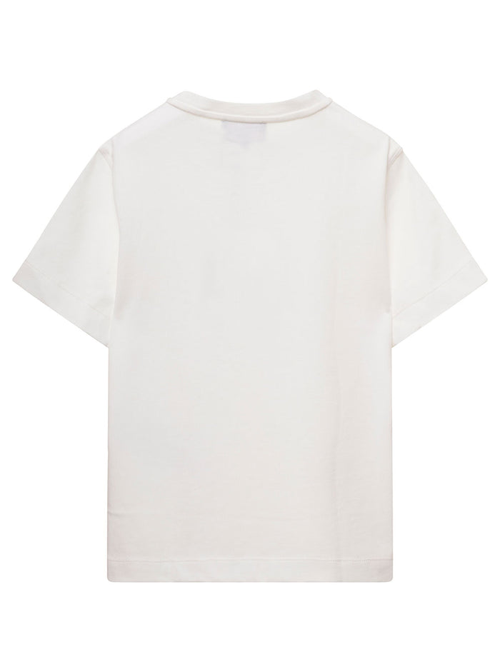 White T-Shirt With Tonal Logo Print Cotton Boy Tshirts And Polo Shirts