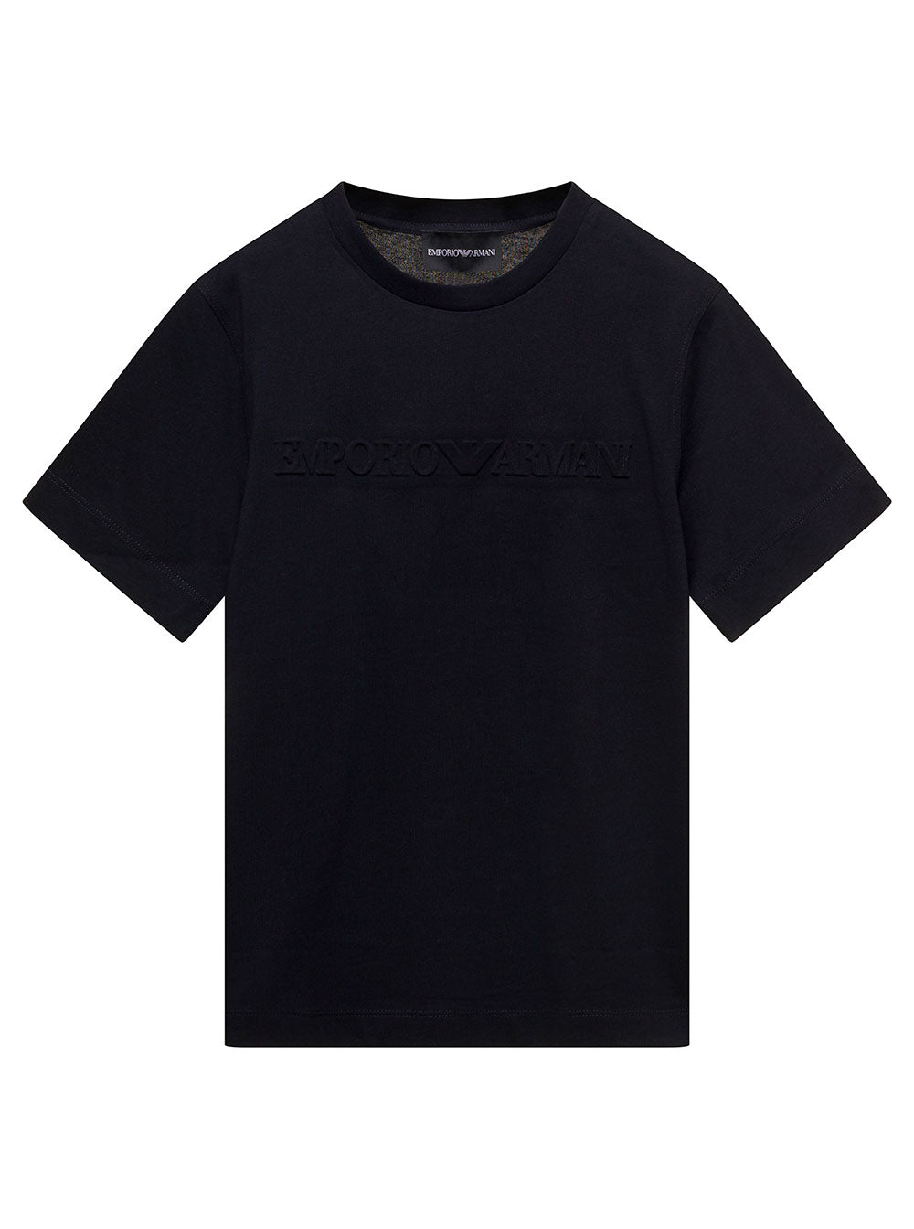Black T-Shirt With Tonal Logo Print Cotton Boy Blu Tshirts And Polo Shirts
