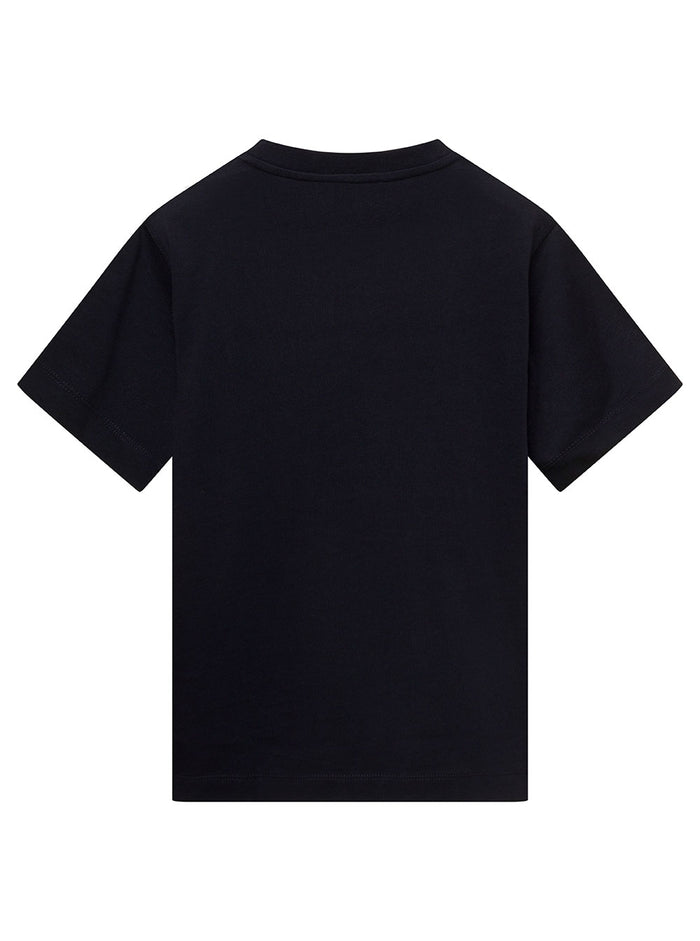 Black T-Shirt With Tonal Logo Print Cotton Boy Blu Tshirts And Polo Shirts