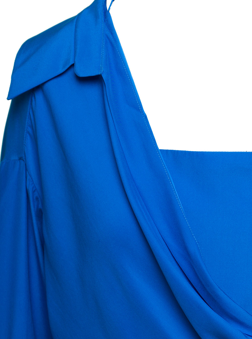 Arica Blue One-Shoulder Draped Mini Dress With Cut-Out Detail Silk Woman Blu