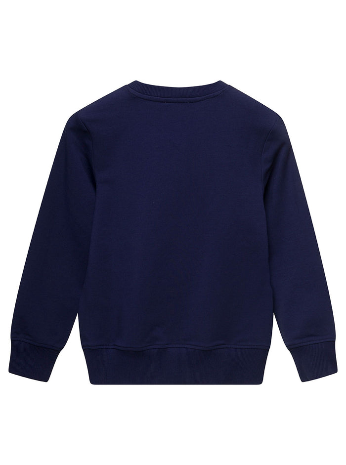 Blue Crewneck Sweatshirt With Teddy Bear Print Cotton Boy Blu Elastane Sweatshirts