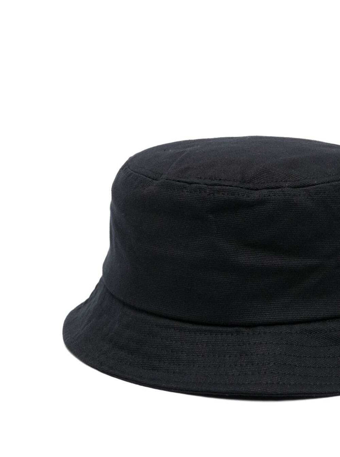 Black Bucket Hat With Signature Boke Flower Logo Cotton Man And Gloves