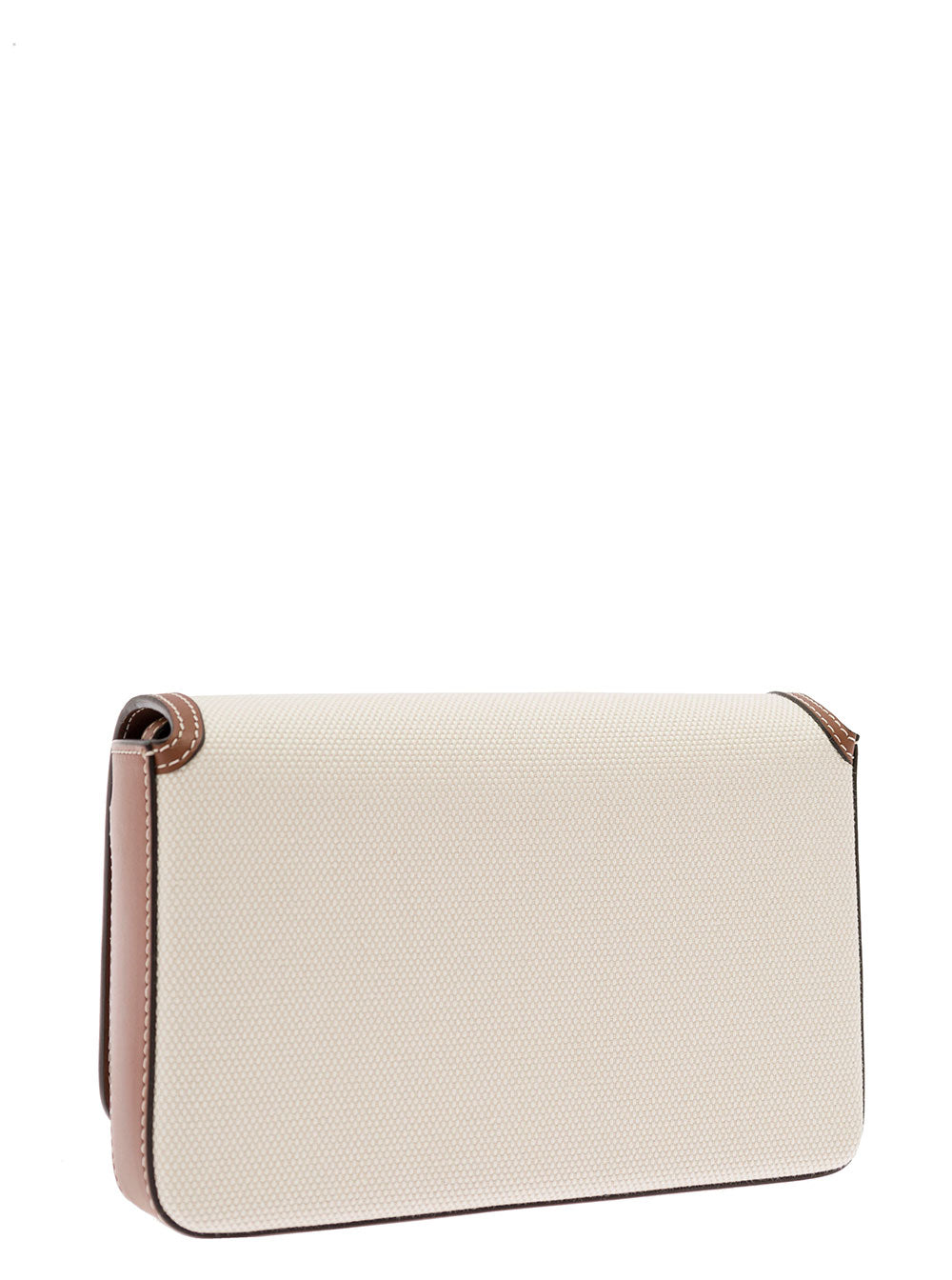 New Hampshire Brown And White Shoulder Bag With Logo Lettering Print Cotton Blend Woman Elastane Crossbody