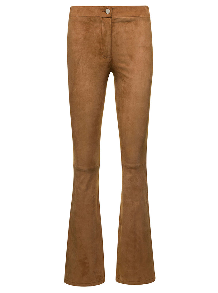 Brown Izzy Stretch Suede Pants Lamb Woman Trousers