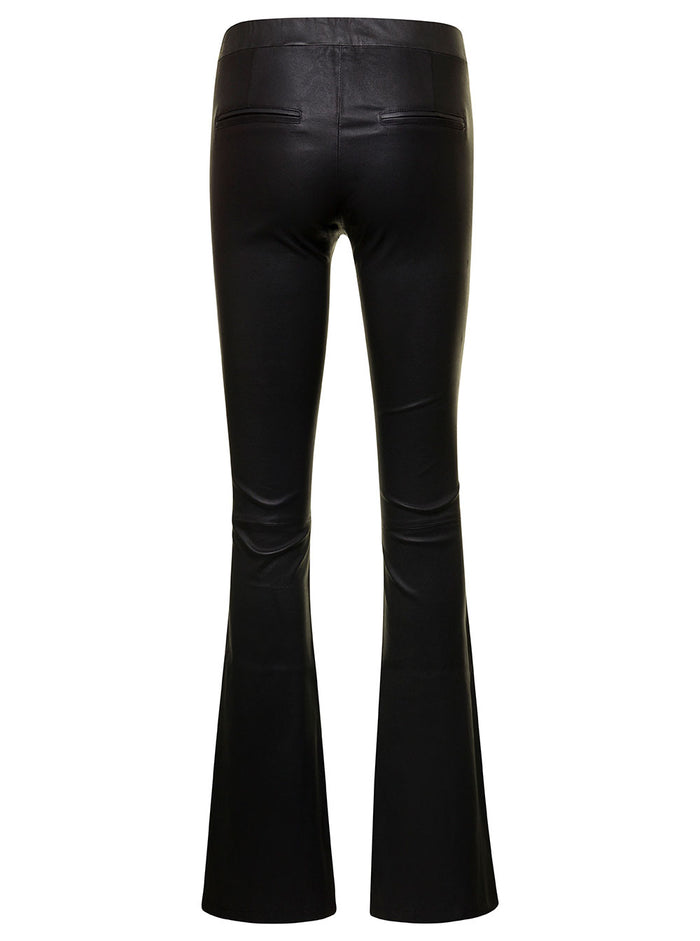 Black Izzy Stretch Plonge Flare Leg Woman Lamb Trousers