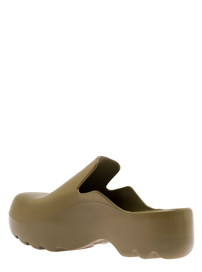 Green Rubber Flash Clogs Flat Shoes