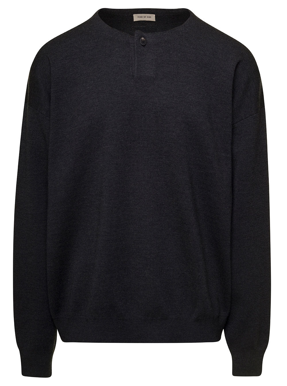 Black Pullover With Short Closure Wool Man Jersey