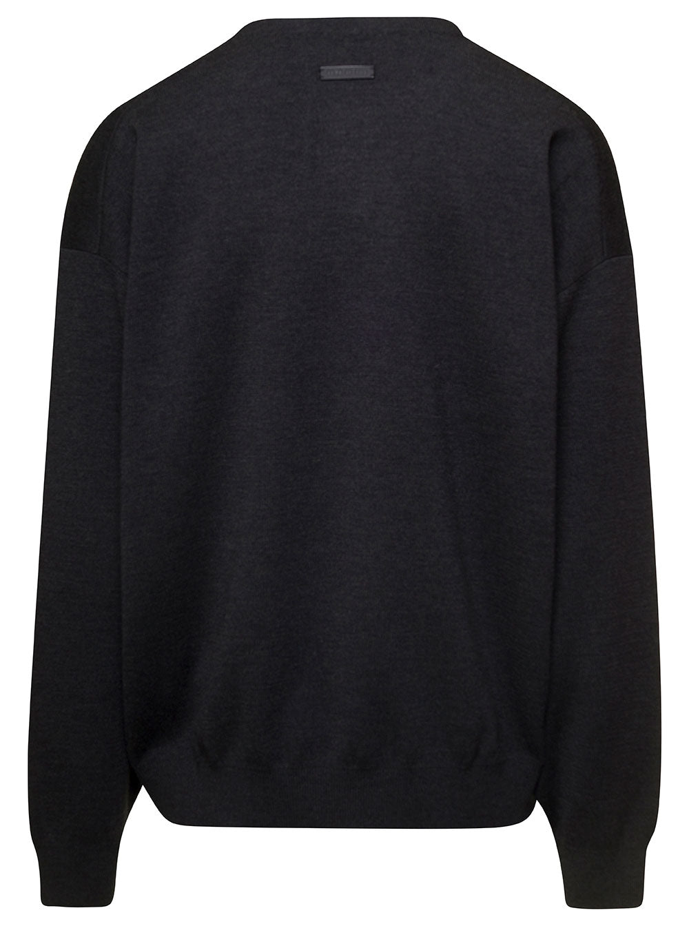 Black Pullover With Short Closure Wool Man Jersey