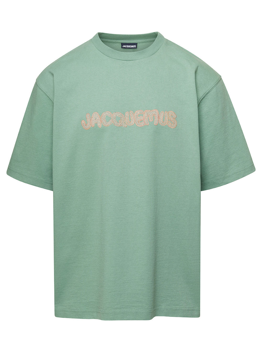 Raphia Green T-Shirt With Front Logo Embroidery Cotton Man Tshirts And Polo Shirts