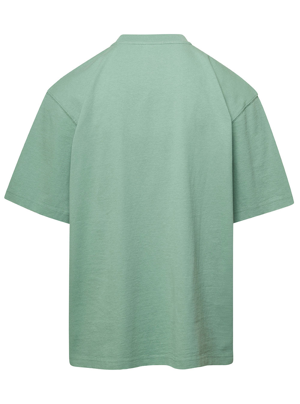 Raphia Green T-Shirt With Front Logo Embroidery Cotton Man Tshirts And Polo Shirts