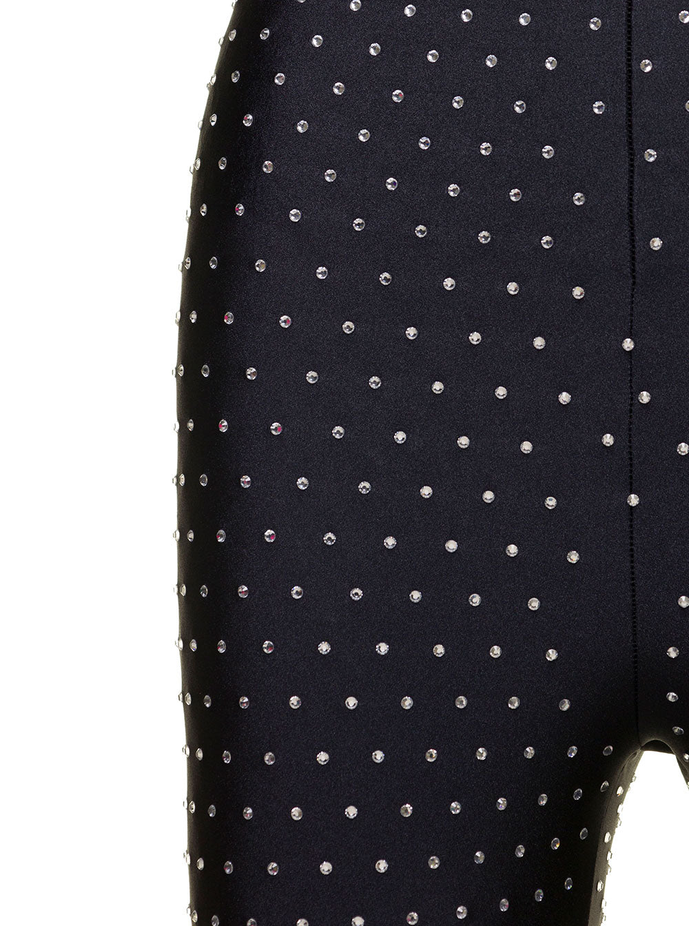 Black 80s Leggings With Crystals Pollyamide Woman Polyamide Elastane Trousers