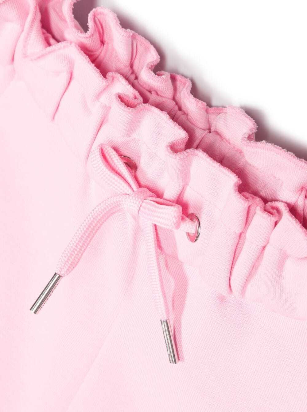 Pink Drawstring Bermuda Shorts With Logo Print Cotton Blend Girl And