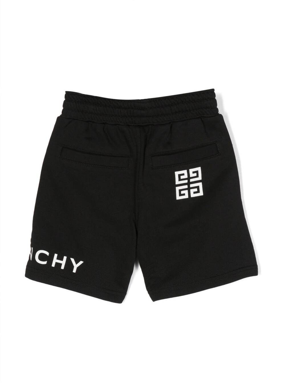 Black Bermuda Shorts With Printed Logo Cotton Blend Boy And