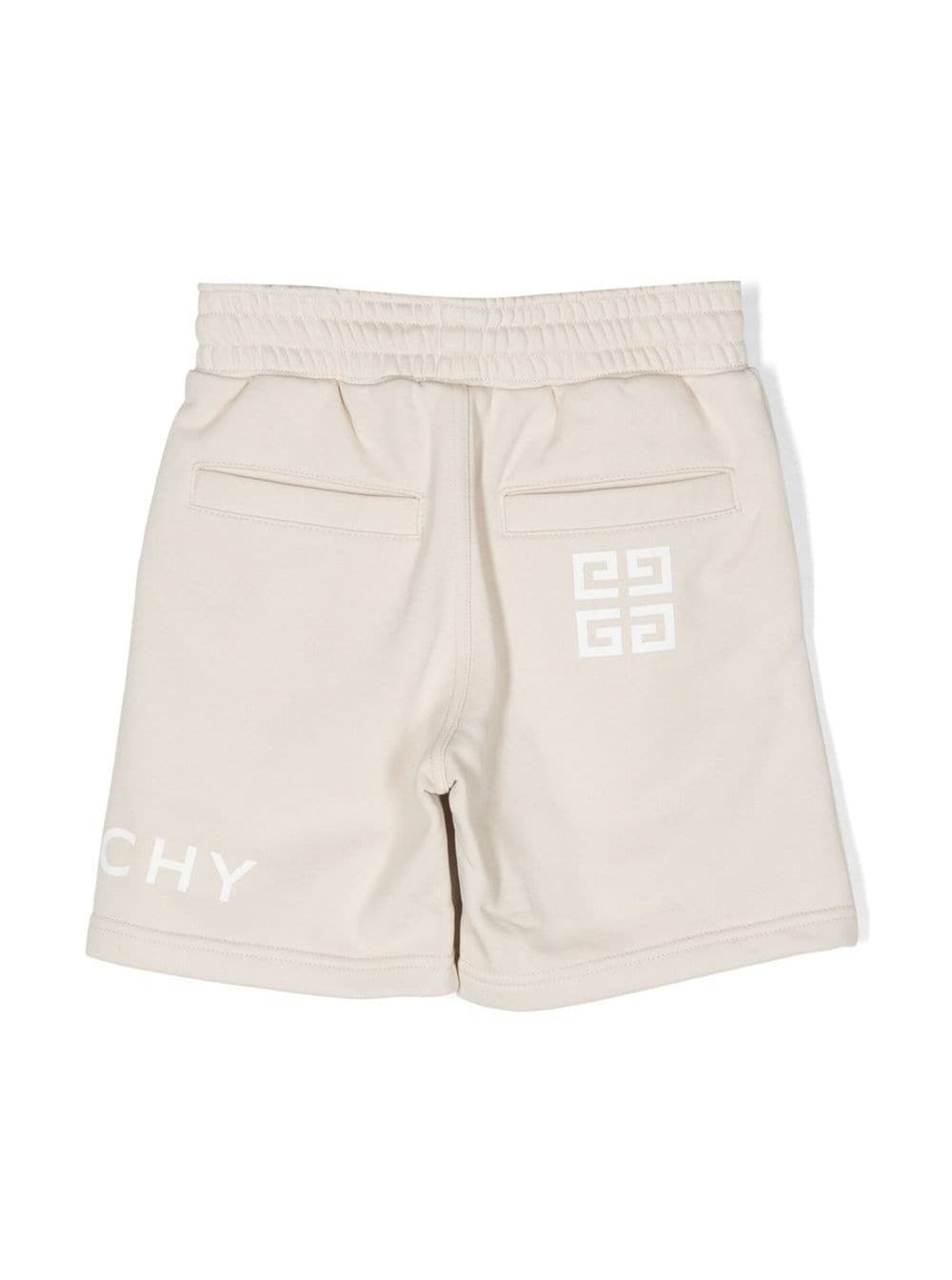 Beige Track Shorts With Logo Print Cotton Blend Boy And Bermuda