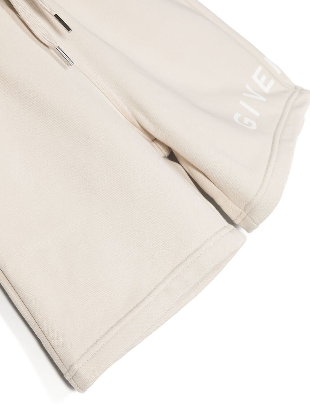 Beige Track Shorts With Logo Print Cotton Blend Boy And Bermuda