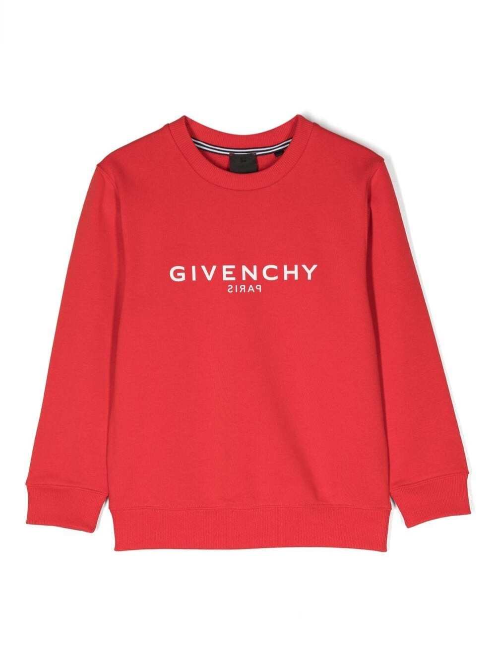 Red Crewneck Sweatshirt With Printed Logo Cotton Blend Boy Sweatshirts