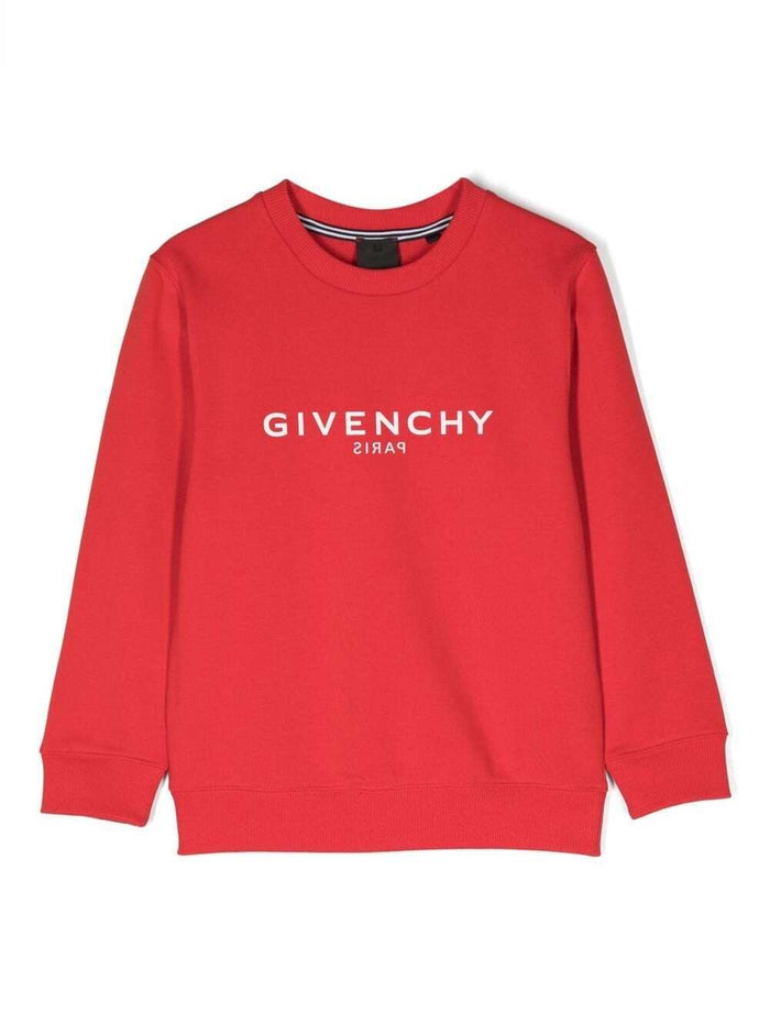 Red Crewneck Sweatshirt With Printed Logo Cotton Blend Boy Sweatshirts