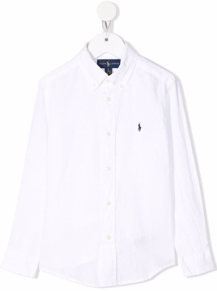 White Shirt With Logo Embroidery Cotton Bou And Blouses