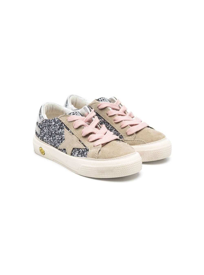 Beige Glittered Super-Star Sneakers Cow And Cotton Girl
