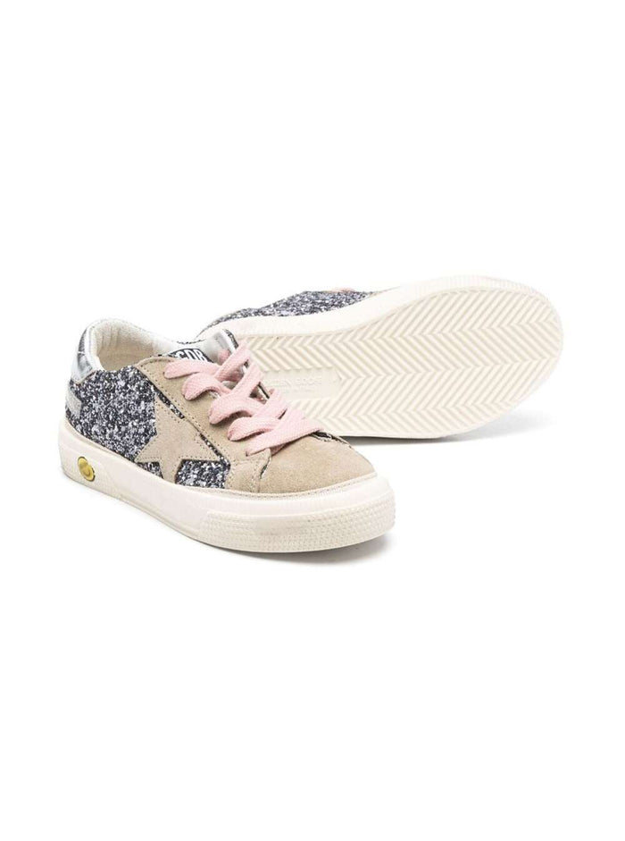 Beige Glittered Super-Star Sneakers Cow And Cotton Girl