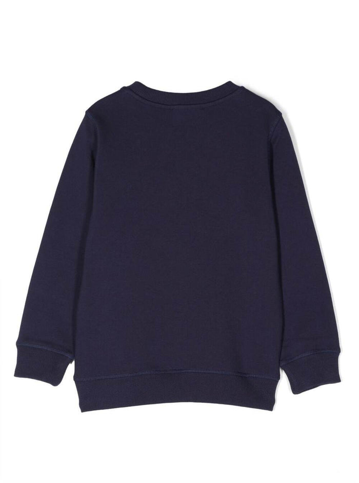 Blue Crewneck Sweatshirt With Embroidered Tiger And Logo Cotton Boy Blu Sweatshirts