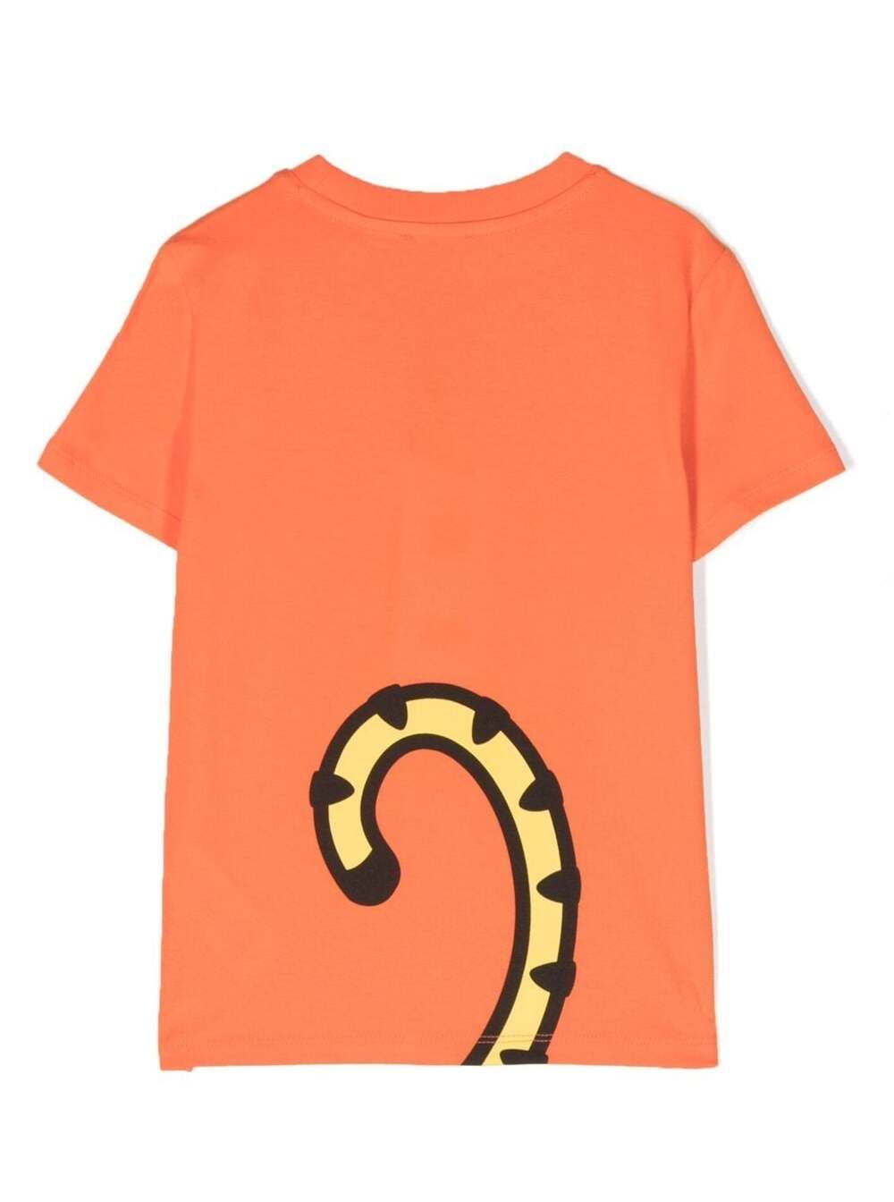 Orange Crewneck T-Shirt With Printed Tiger And Logo On The Front Cotton Boy Tshirts Polo Shirts