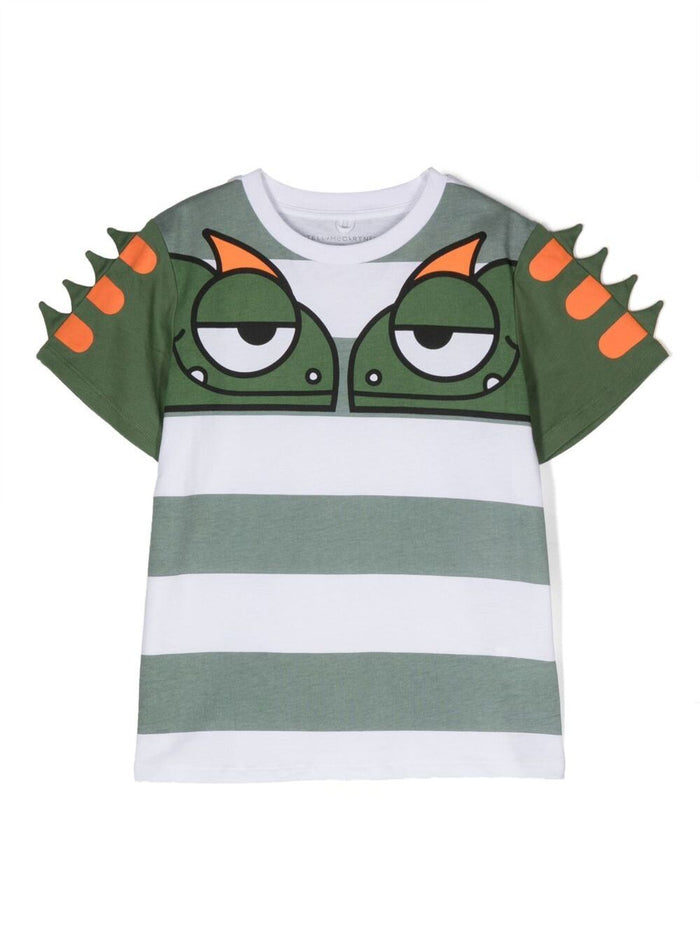 T-Shirt With Dragon Print Green Cotton Boy Tshirts And Polo Shirts