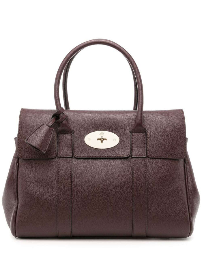 Bayswater Brown Handbag With Twist-Lock Fastening Grainy Leather Woman Bovine Shoulder Bags