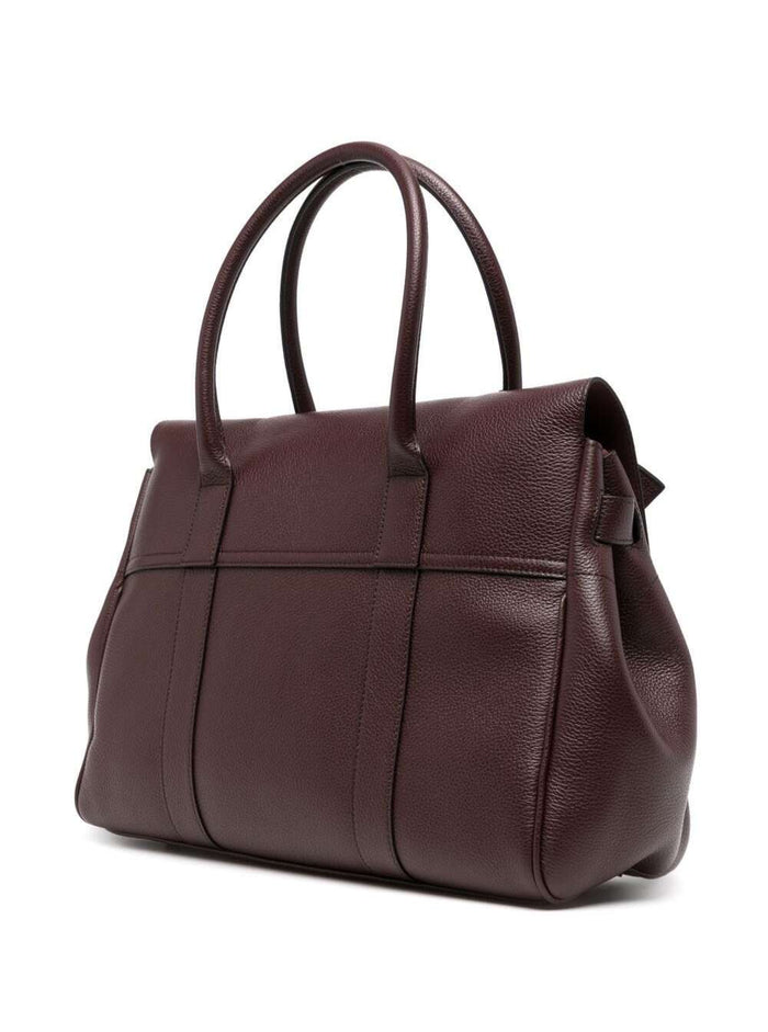 Bayswater Brown Handbag With Twist-Lock Fastening Grainy Leather Woman Bovine Shoulder Bags