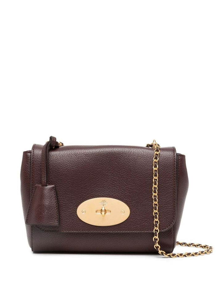 Lilly Bordeaux Shoulder Bag With Twist Lock Closure Leather Woman Brown Bovine Crossbody