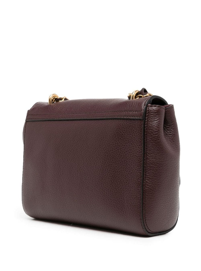 Lilly Bordeaux Shoulder Bag With Twist Lock Closure Leather Woman Brown Bovine Crossbody