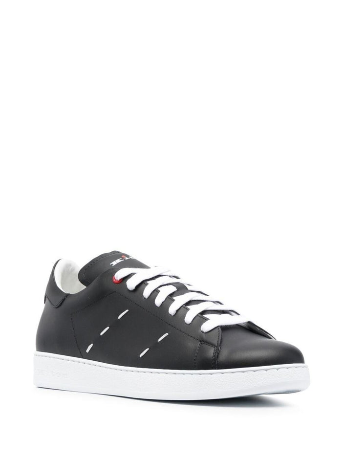 Black Sneakers With Contrasting Stitching Calf Leather Man