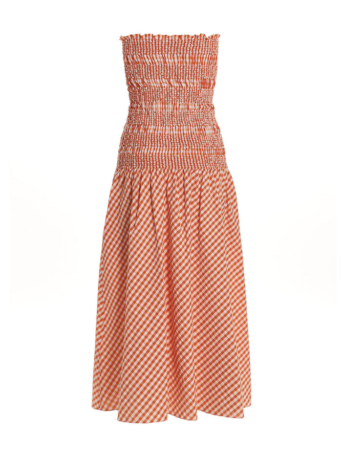 Vichy Dress Orange Cotton