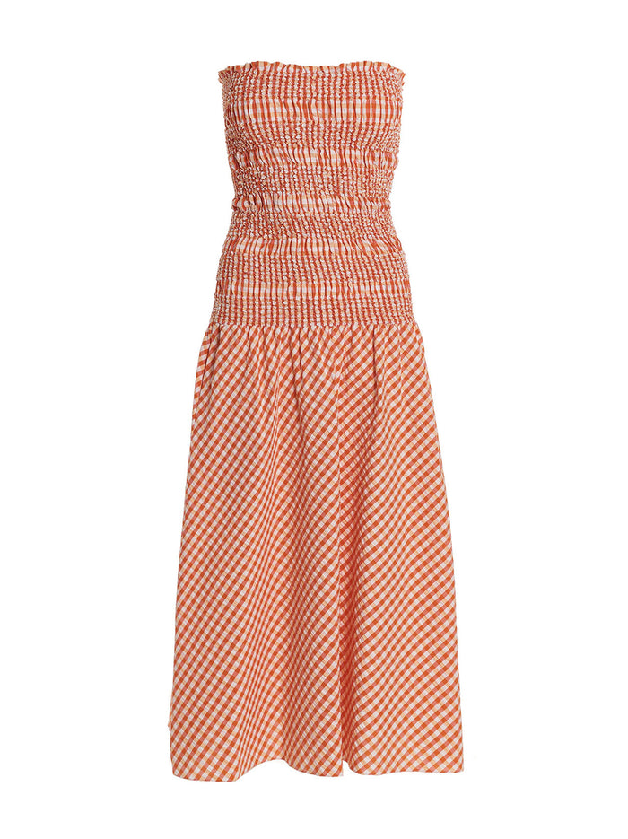 Vichy Dress Orange Cotton