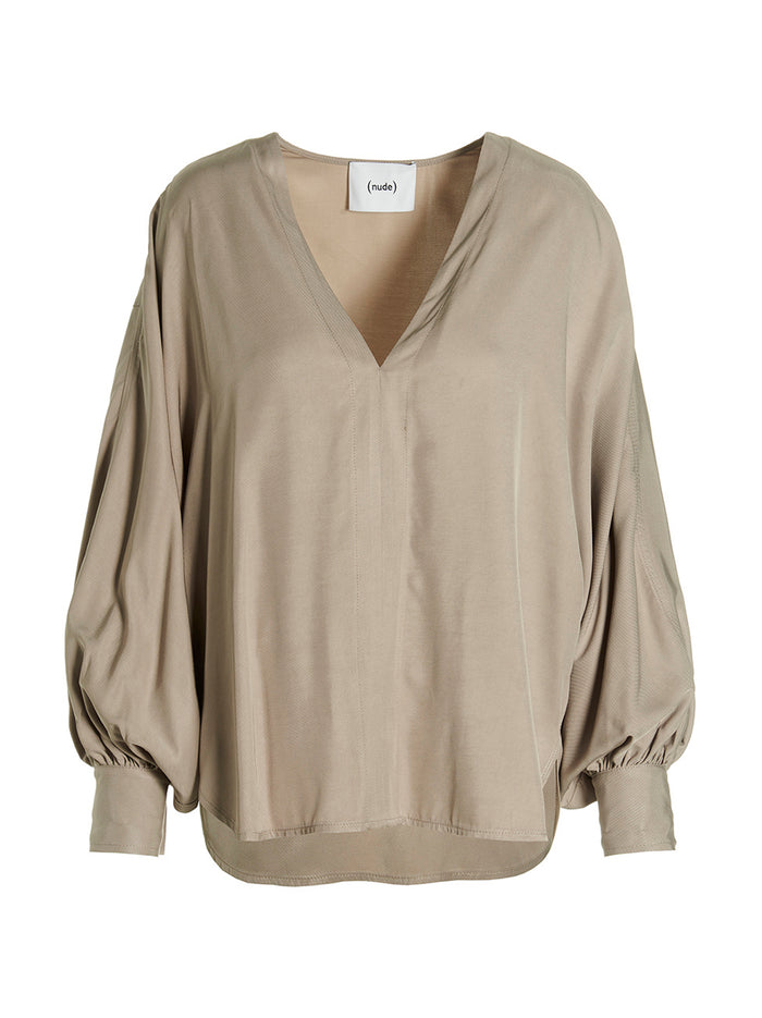 Oversize Blouse Beige Viscose Shirt