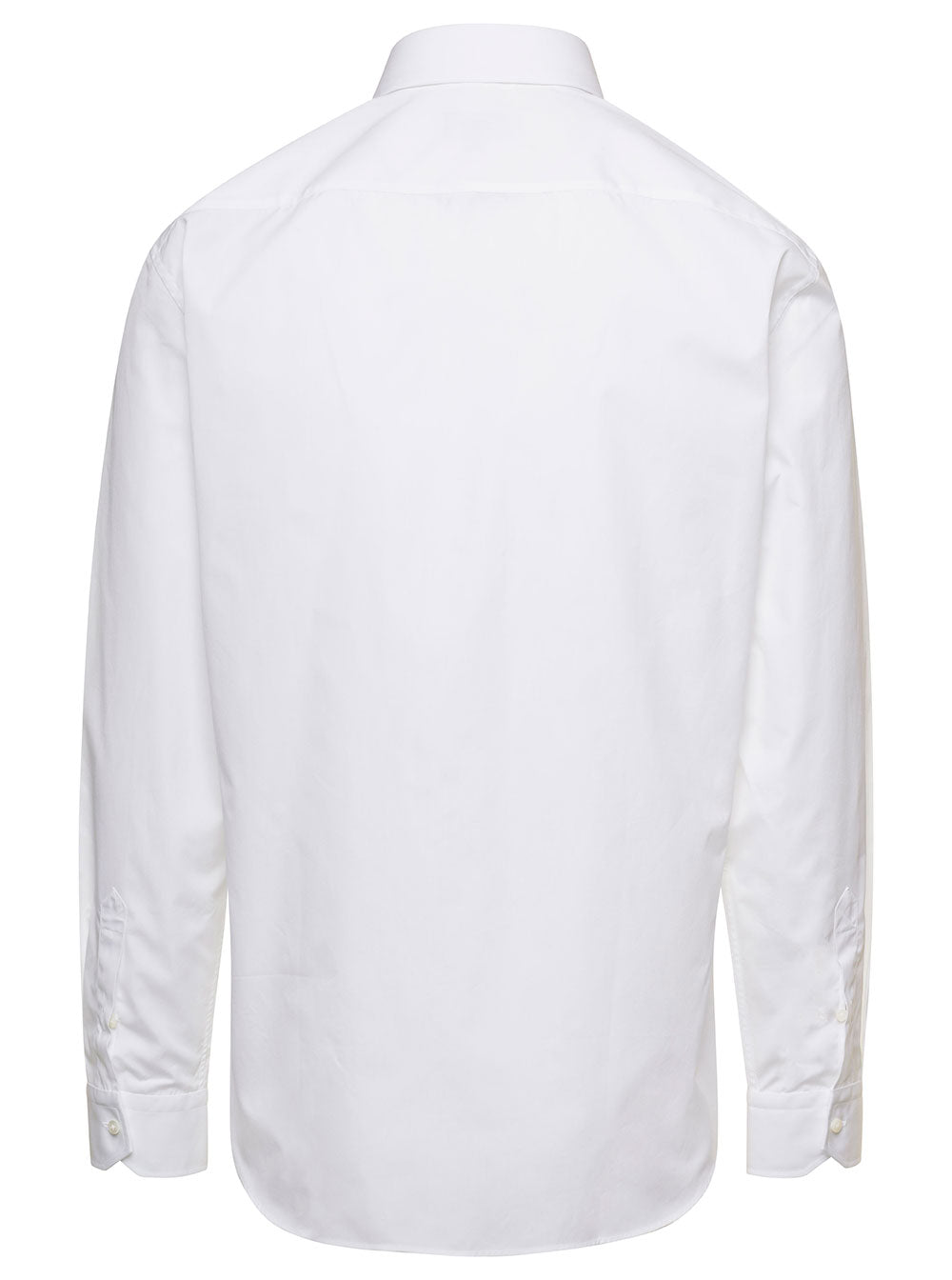 White Long Sleeve Shirt With Branded Buttons Cotton Man And Blouses