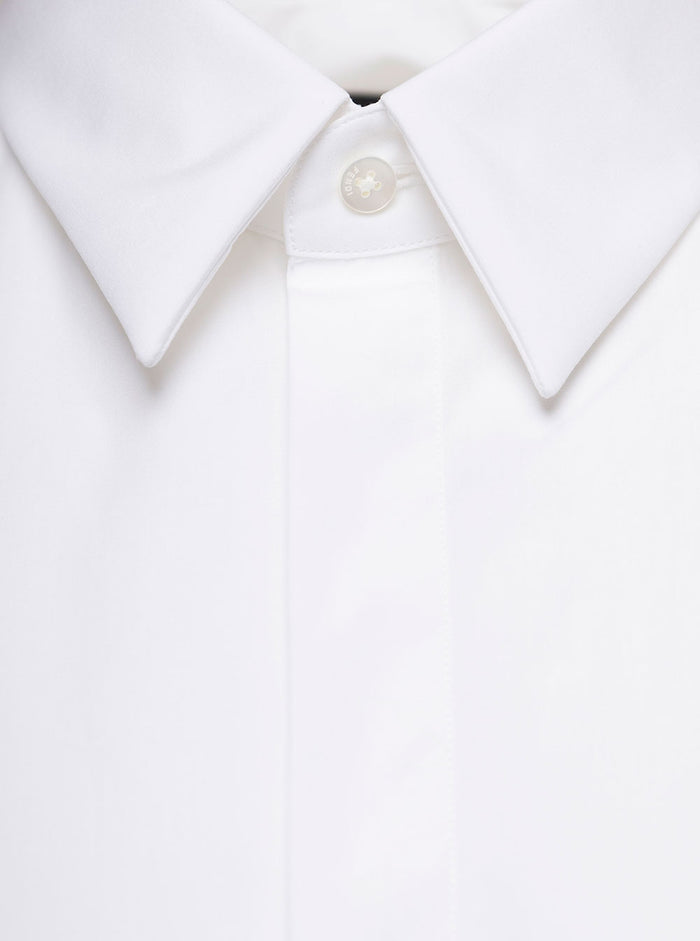 White Long Sleeve Shirt With Branded Buttons Cotton Man And Blouses