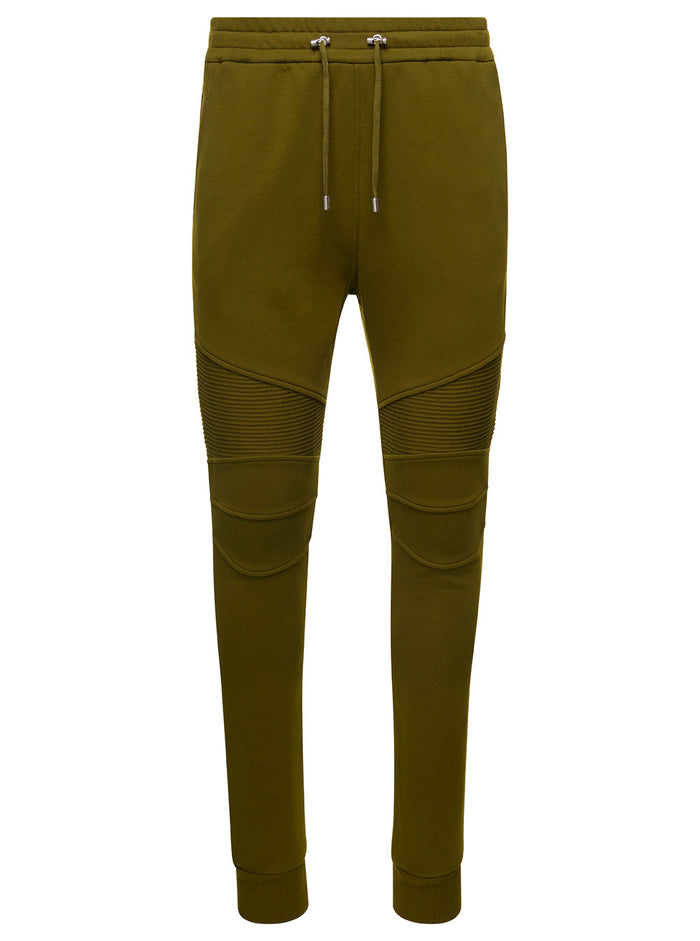 Brown Joggers With Drawstring Cotton Man Green Organic Trousers