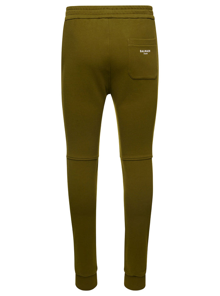 Brown Joggers With Drawstring Cotton Man Green Organic Trousers