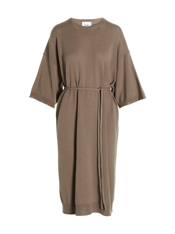 Knit long dress Beige Virgin Wool Cashmere